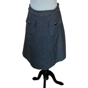 Leslie Evers Oakland Designer Front Pocket Blue/White Patch Pocket Skirt SZ XL